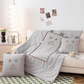 Multifunctional throw pillow quilt, cartoon cute embroidered sofa office single living room nap pillow quilt, dual-purpose