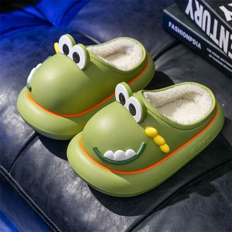 Kids cotton slippers fleece-linedoutwear fur shoes heattech baotou new arrival cartoon waterproofwinter indoor bag