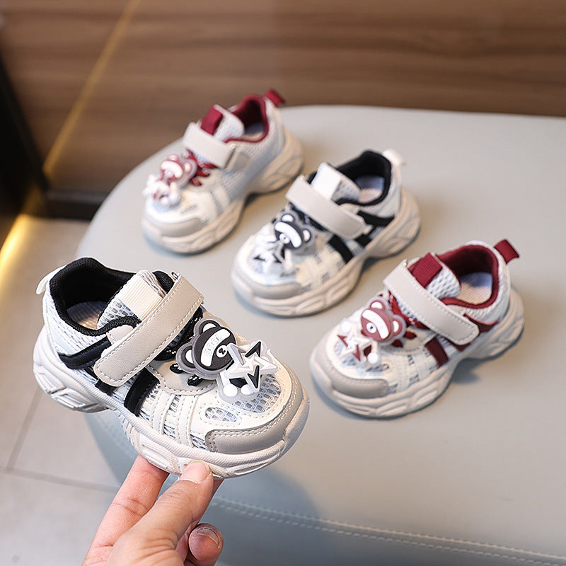 new mesh kids' sneakers - cartoon design for baby boys, children's athletic shoes, spring girls' kindergarten running shoes