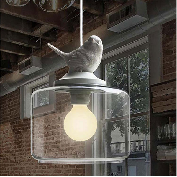 Bird chandelier glass Nordic restaurant bar counter creative children's room balcony entrance single head modern simple lamps