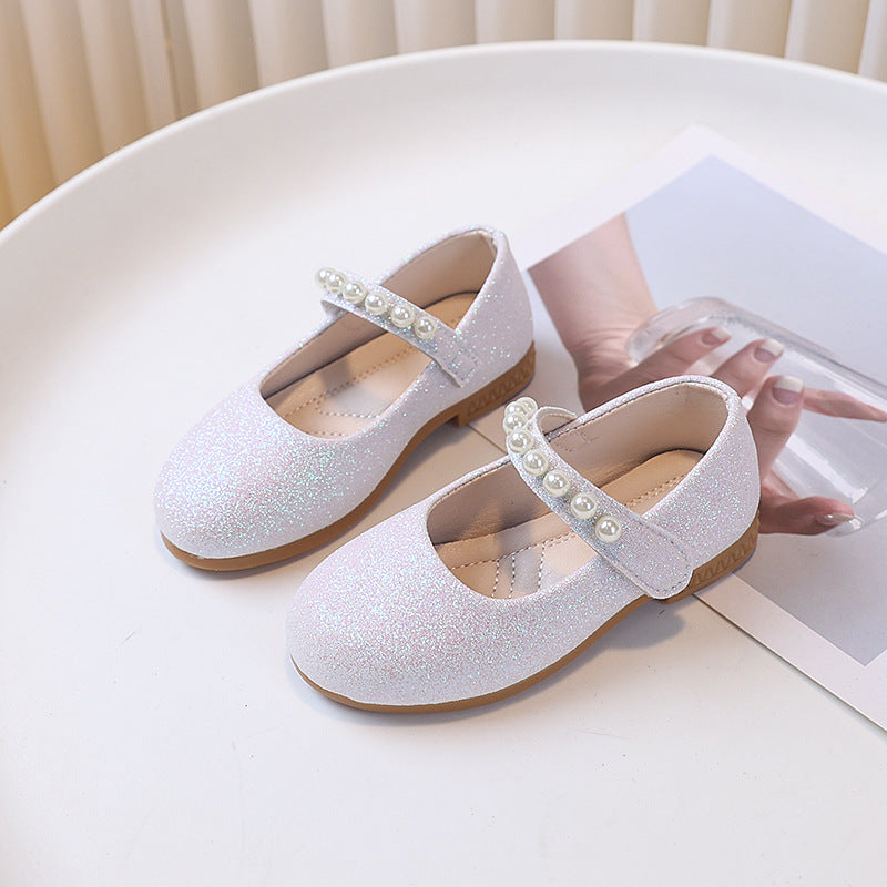 spring/autumn korean style new girls' leather shoes, export order, princess flats, children's velcro performance dance shoes