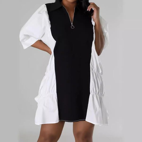 TW408 European and American women's clothing new loose dress  skirt  casual color matching fashion dress summer