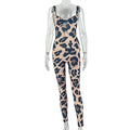 Fashion styleexport leopard printfashion women's tight-fitting suspenders jumpsuit slimming lookbacklesssummer long jumpsuit