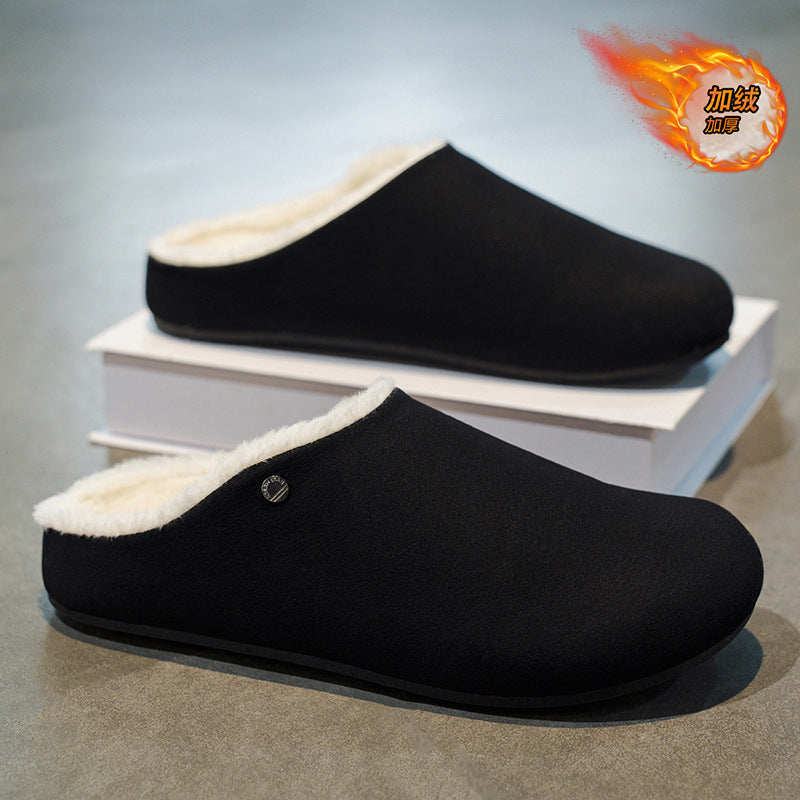 Men's cotton slippers - winter 2025 new collection: thick-soled, non-slip, wear-resistant, fleece-lined, warm, slip-on half slippers