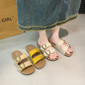 Women's flat sandals - summer outdoor wear, 2026 new fashion buckle design, non-slip casual beach soft sole thong sandals