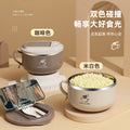 304 stainless steel instant noodle bowl with strainer, collapsible noodle cup, folding cutlery, airtight lunch box with lid, student dormitory meal container