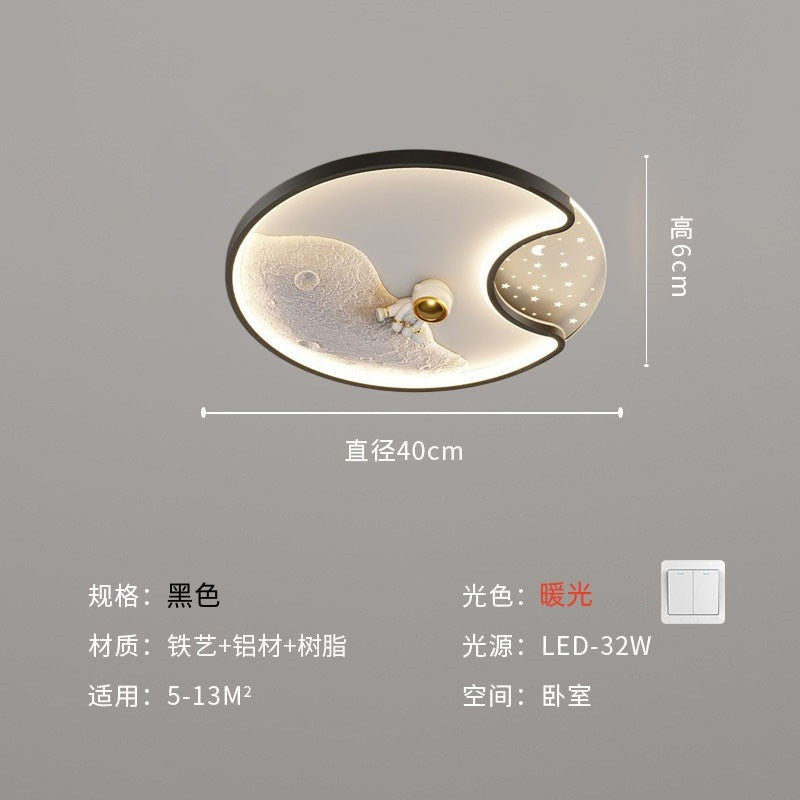 Children's room eye protection full spectrum astronaut ceiling light, boys and girls bedroom room warm lighting LED lamps