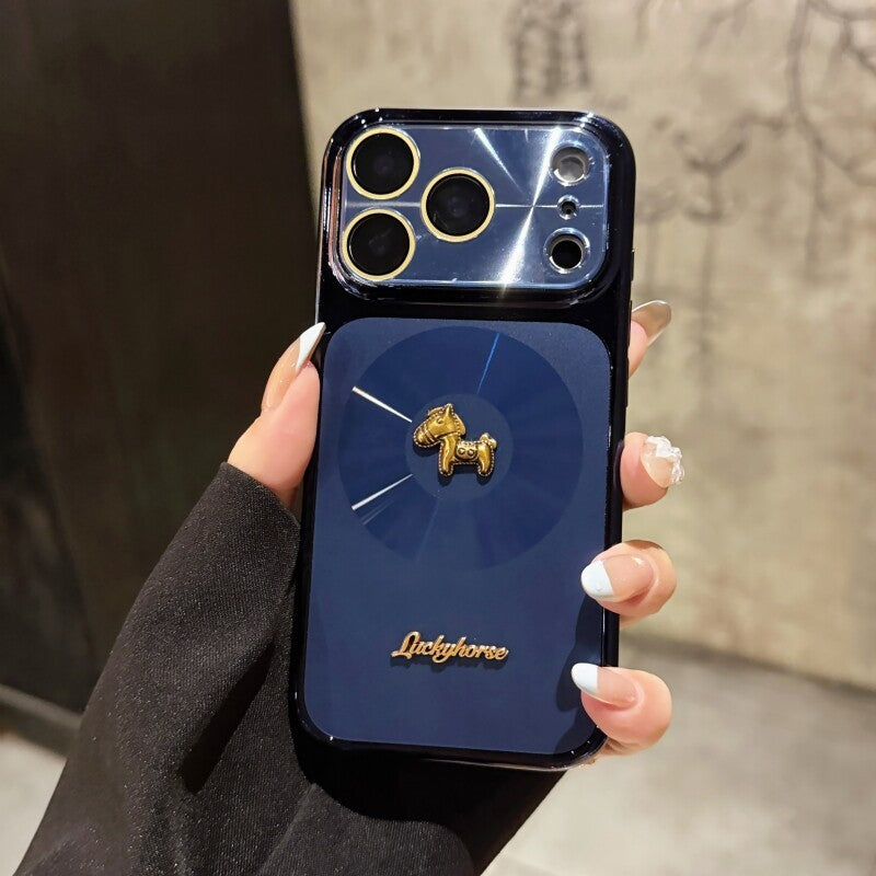 Golden horse star ring magnetic case for apple 17 pro - instantly transform your phone with cd texture, aurora lens protection, and full coverage for apple 15