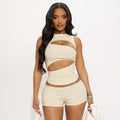 fashionable nightclub style sexy women's clothing pure colorsense of design waist slimming looksexy ultra-short mini suit