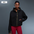 Women's fall/winter hooded cardigan sweatshirt - fleece lined, warm, zip-up jacket - age-defying, loose fit, casual activewear top d25130