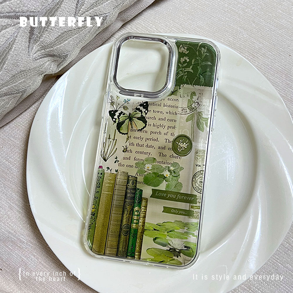 Retro patchwork suitable for apple 17promax eye-catching mobile phone case butterfly book ip16 transparent anti-fall protective cover