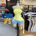 European and american women's clothing  summer sweet and fresh halter neck tube top slimming irregular hem women's blouse