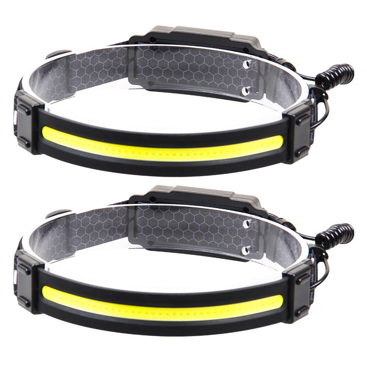 Cross-border new outdoor telescopic zoom induction strong light USB charging silicone built-in battery power display COB headlight