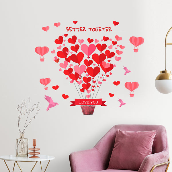 Love hot air balloon wall sticker    living room bedroom decoration room sticker self-adhesive sticker wholesale