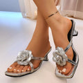 European and american cross-border floral slippers, high-heeled sandals, women's plus size open-toe luxury 2026 fashion wholesale plus size