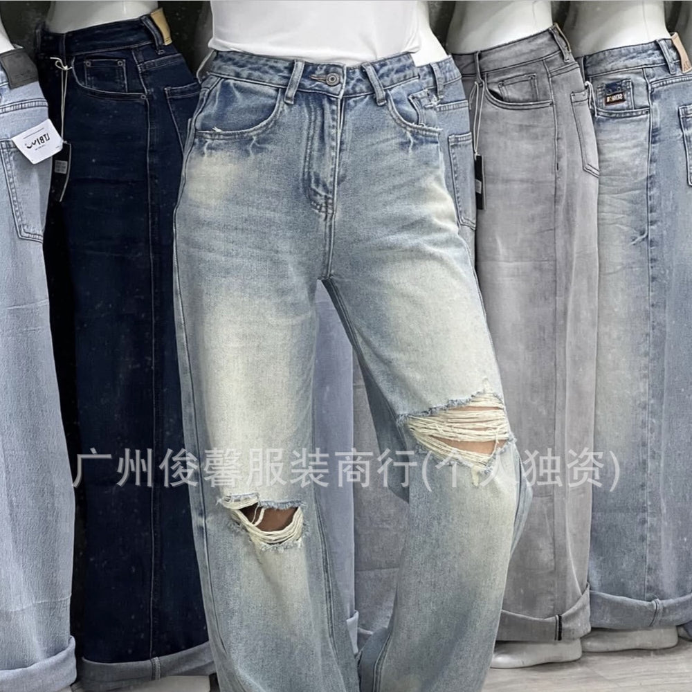 Ladies jeans available wholesalenew women's jeansloose wide-leg spot wholesale
