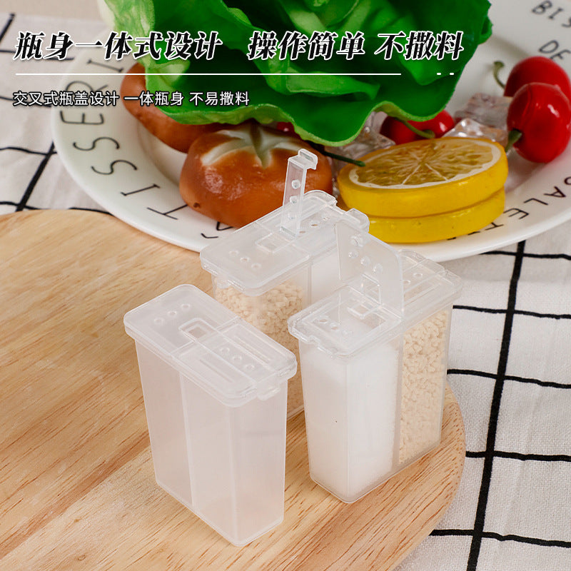 Divided spice jar plastic portable travel spice organizer mini double compartment kitchen spice box cross-border hot seller