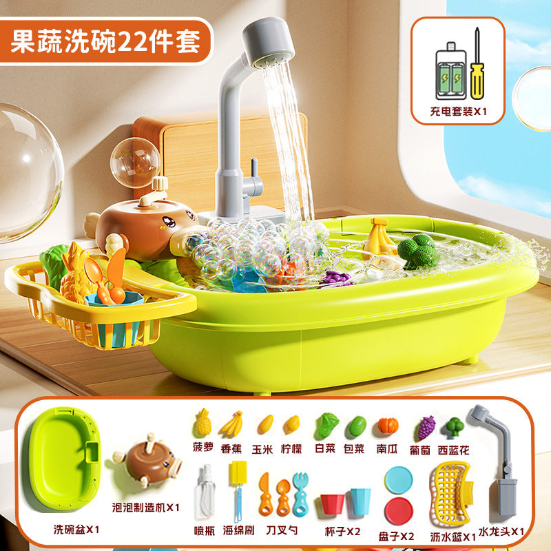 Girls play house sink electric fishing basin kidsartificial fruit and vegetable kitchenware summer water toys