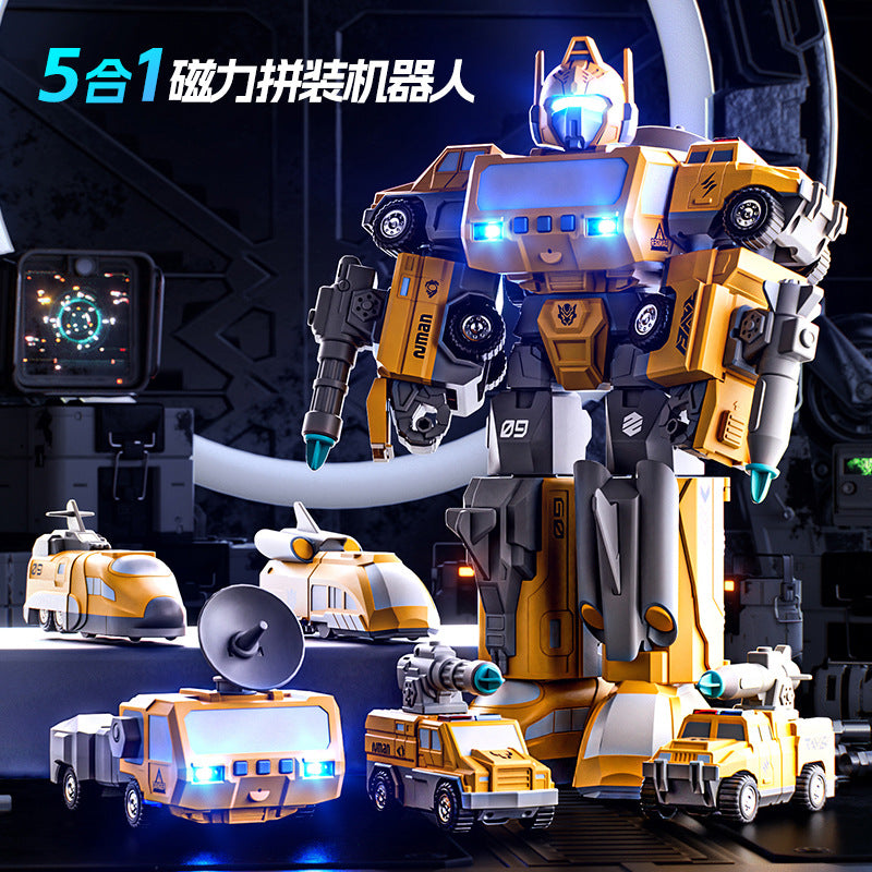 Guochao magnetic deformation robot assembly magnetic deformation autobot ejection cannon combined remote control toy gift
