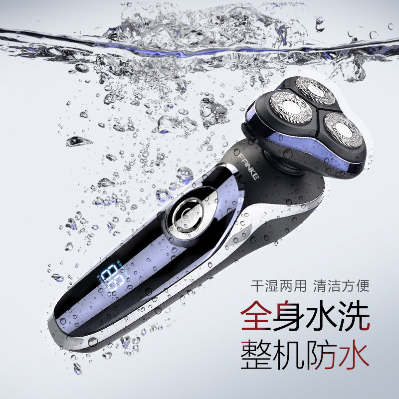 Smart digital display 4-in-1 electric shaver set - black, home use, full body washable, grooming razor with triple blade heads