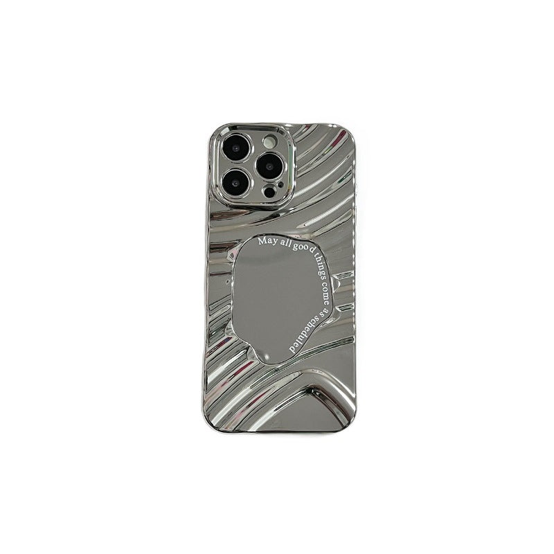 Suitable for apple 16pro wave mirror electroplated mobile phone case iphone12/11 silver all-inclusive anti-fall protective case