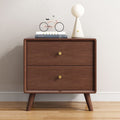 Solid wood nightstand bedside table - minimalist modern bedroom storage cabinet - compact japanese-style organizer for small spaces