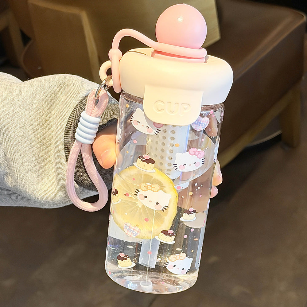 Summer new arrival: minimalist plastic water bottle with straw - stylish, portable, large capacity, dual-drink spout, perfect for women