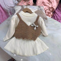 Girls' knitted sweater two-piece set -  autumn/winter new collection - bowknot cardigan and knit sweater outfit for little girls