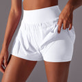 New cloud-feel solid color mesh double-layer base layer yoga pants - breathable, quick-drying athletic tennis shorts for running and fitness