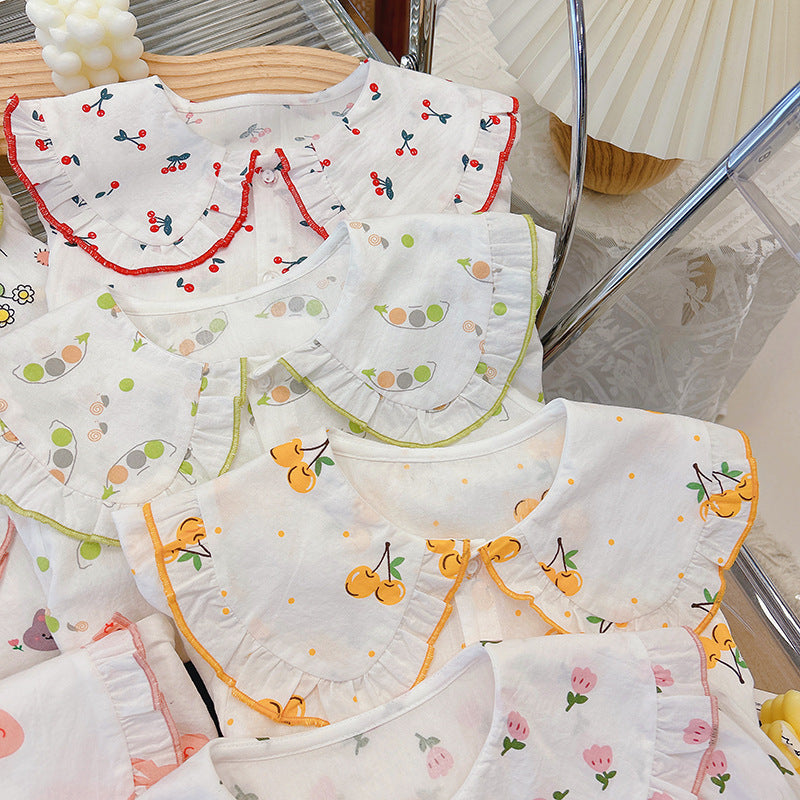spring/autumn new collection: pure cotton shirt blouse for girls - peter pan collar, babydoll style, fresh & trendy outerwear/undershirt