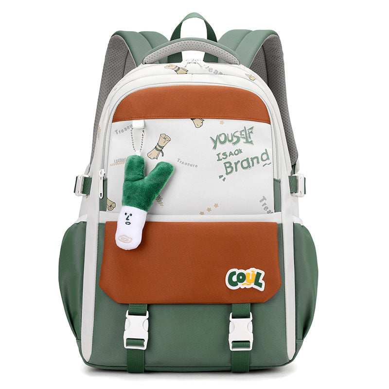 Junior high school schoolbag female ins college style primary school students 5th-6th grade backpack cute splicing American retro backpack