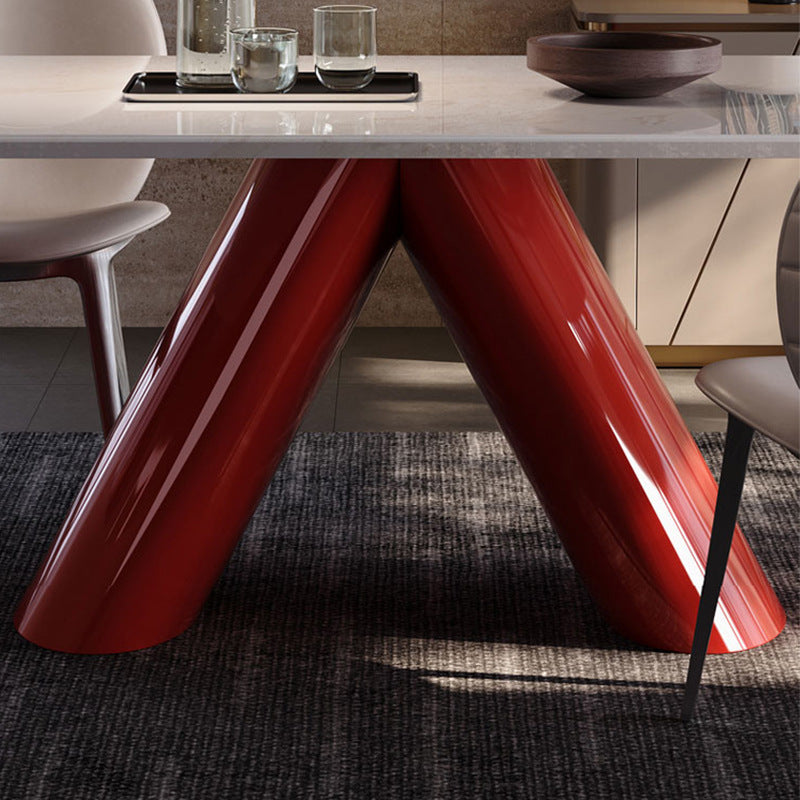 Kari ice jade natural marble dining table italian light luxury large flat villa royal white jade luxury home dining table