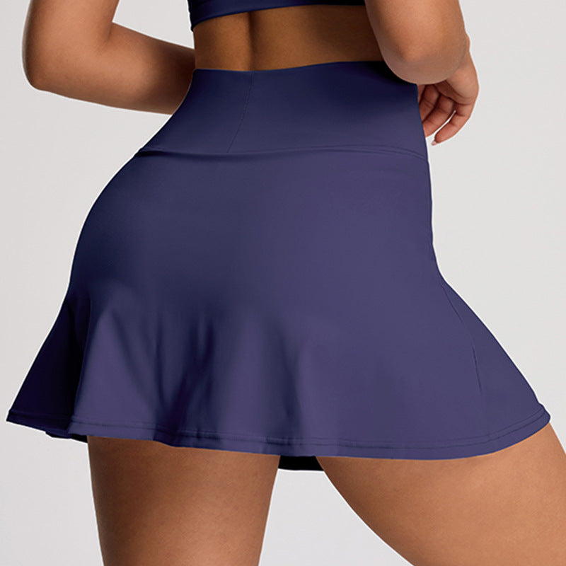 Fashion cross-border sports culottes shortsummer tight high waistfashion tape fitness yoga wear tennis skirt for women
