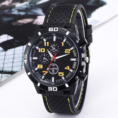 28029 new wish export sports silicone fashion racing business quartz men's watch wholesale