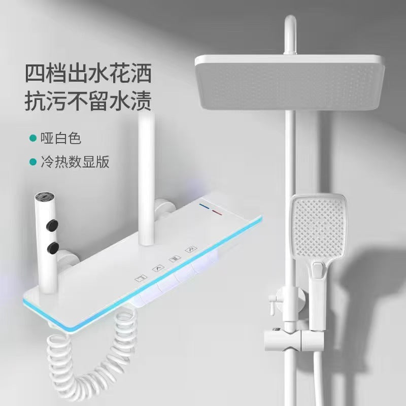 Bathroom shower head suit full copper booster nozzle gray for home thermostatic digital display button ambient light shower head