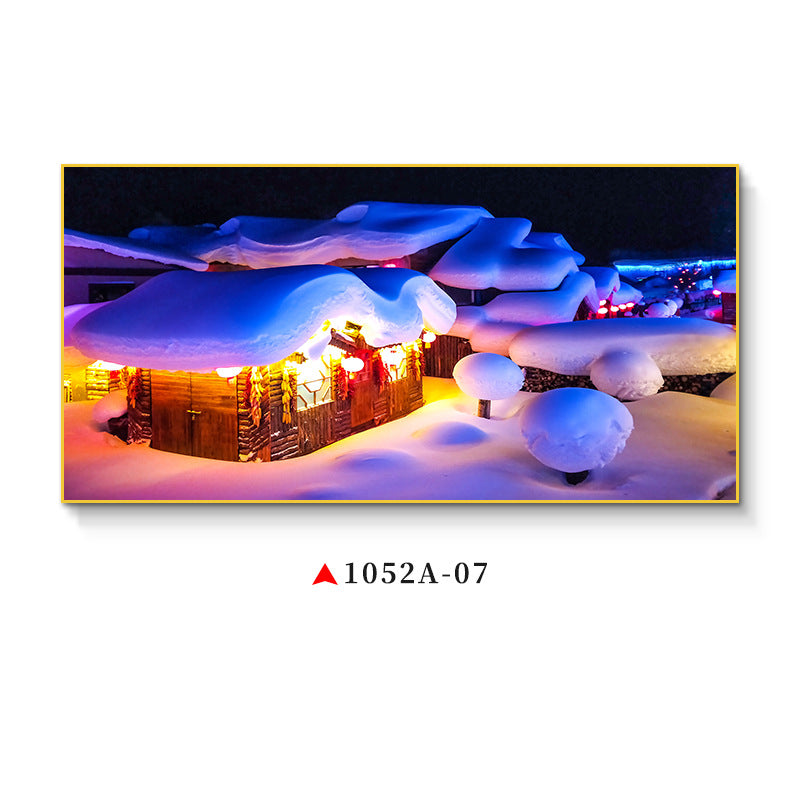 Northeast snow landscape decorative painting rural folk landscape wall painting iron pot stew restaurant farmyard light box hotel hanging painting