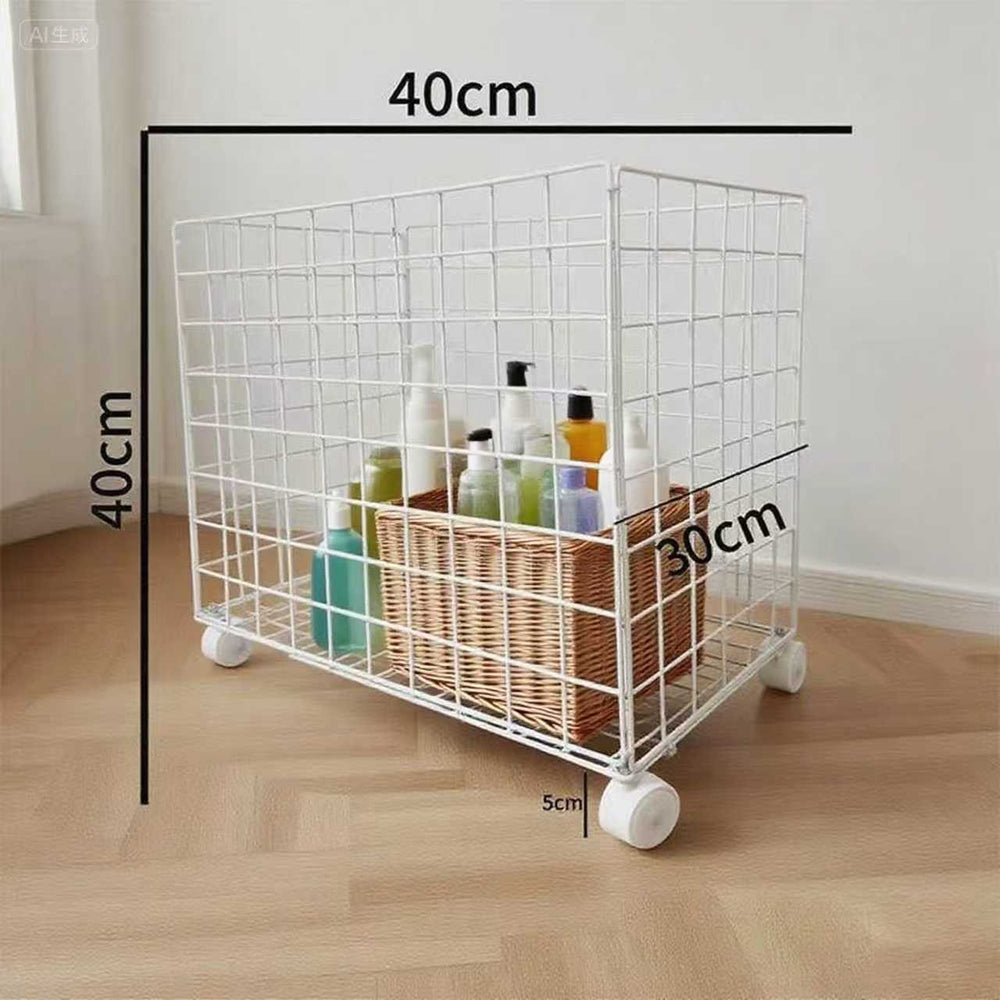 Wrought iron mesh storage basket - portable laundry hamper, organizer, shelf, fruit basket, basketball, yoga mat, and toy storage bin