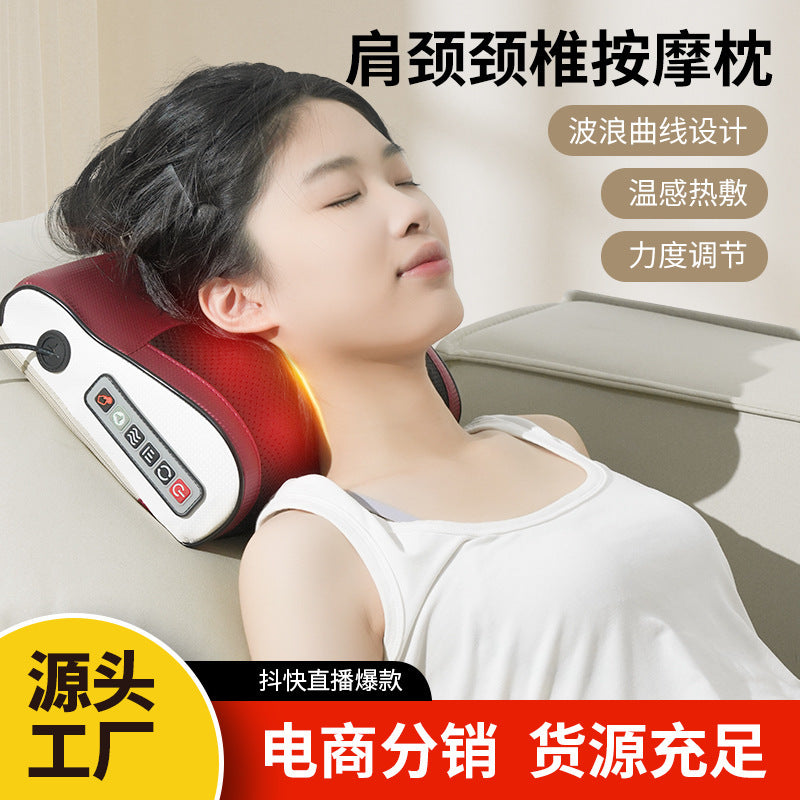 Cervical spine massager neck massage pillow hot compress lumbar lumbar whole body multifunctional car seat for home