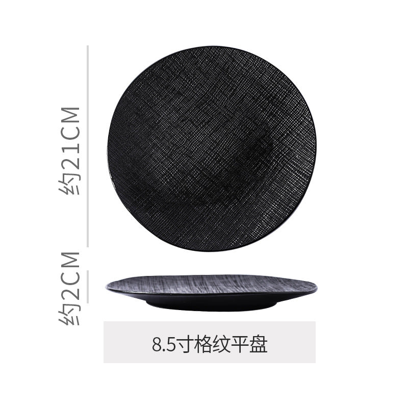 Scandinaviancasual style high-looking black and white ceramic tableware baking dish popular hotel restaurant high-end display flat plate