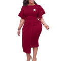 Q072  women's summer new arrival solid color high waist elegant commute ruffle sleeve office european and american style dress