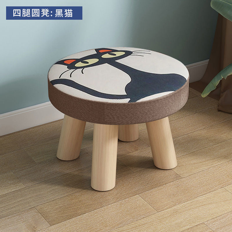 Cute children's cartoon creative eating small bench small stool household solid wood round stool sofa hair stool baby chair
