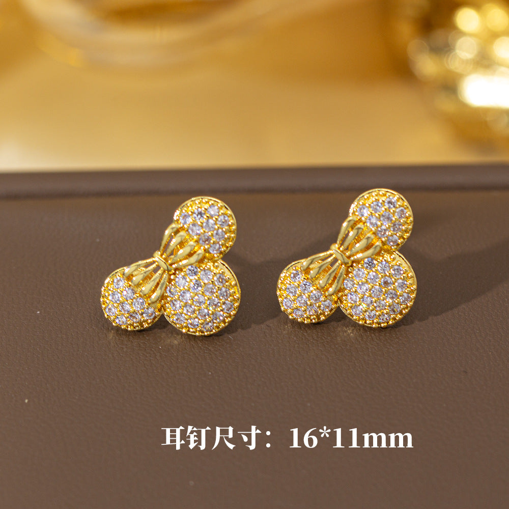 fashion elegant four-leaf clover earrings personalized zircon flower classy earrings niche styleaccessible luxurynew arrival earrings