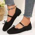 Wholesale women's spring  new mesh mary janes: flat, single-strap, buckle-back shoes with bow detail
