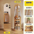 Rotating full-length mirror floor mirror for home bedroom movable try-on large mirror with coat rack all-in-one full-length mirror
