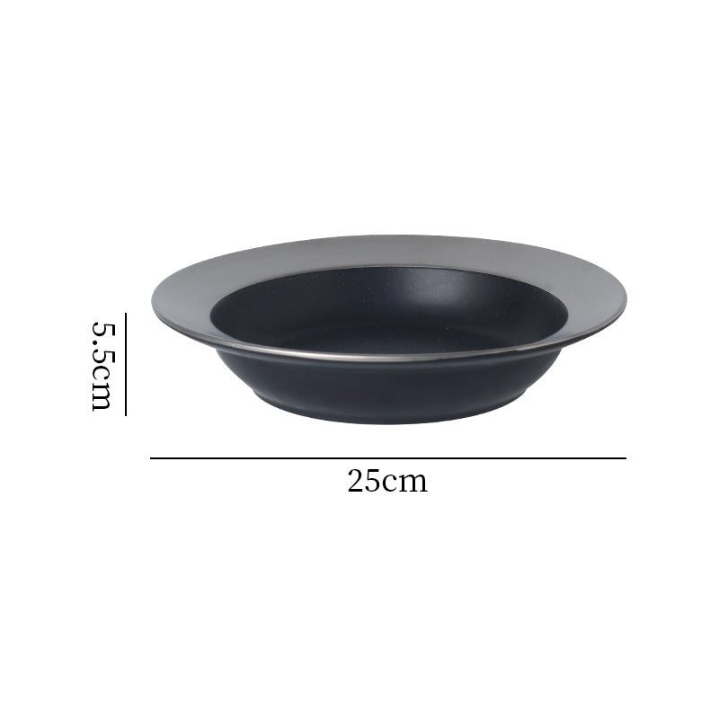 Japanese retro ceramic dinnerware - western dessert, straw hat plate, restaurant hot pot, soup plate, fruit salad, snack deep dish