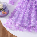 Girls' dress for toddlers and young children, 3d butterfly long sleeve mesh dress