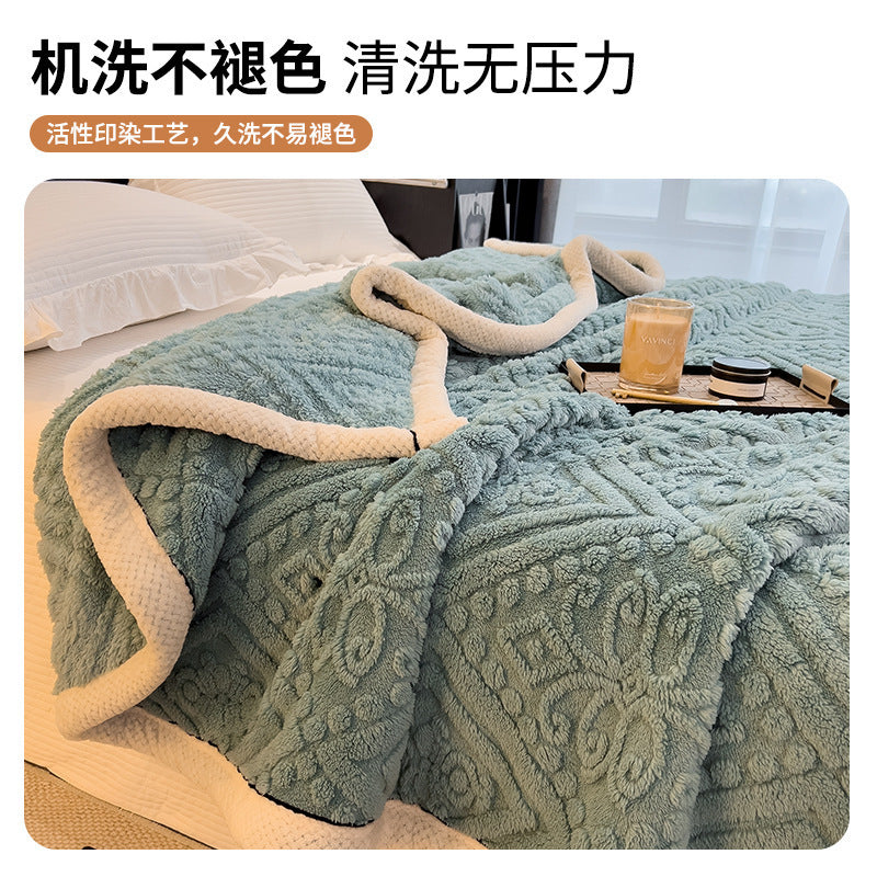 Milk fleece blanket winter thickened coral fleece blanket office nap sofa fleece blanket   wholesale