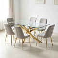 hot-selling dining table, transparent table,  best-selling, minimalist high-end rectangular table, tempered glass dining table