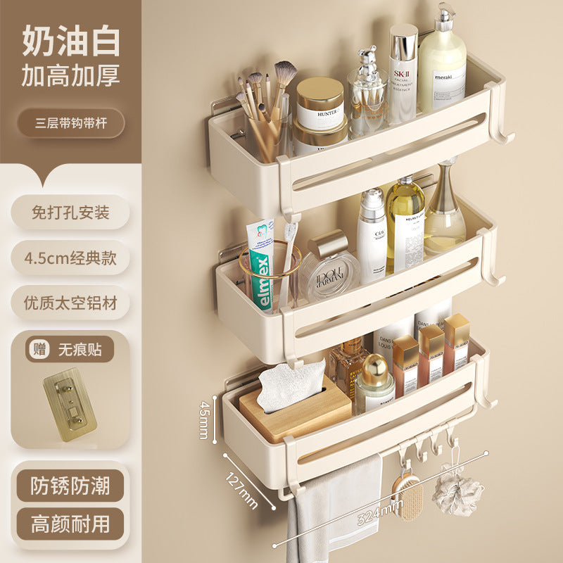White bathroom shelf No punching toilet toilet toilet wall storage rack wall hanging cream wind