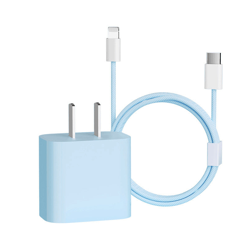 pd20w/30w fast charging head suitable for apple charger braided double c data cable colorful macaron single head